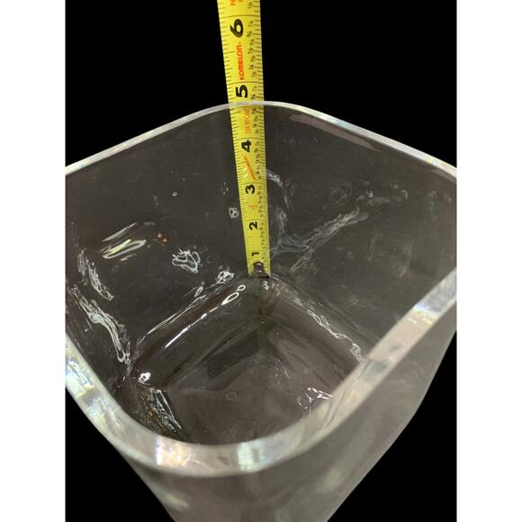 Crate & Barrel Clear Glass Vase 4.75" Cube - Picture 7 of 8